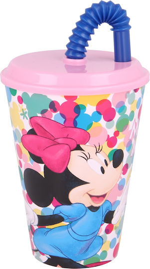 Stor Minnie Feel Good Glass Water made of Plastic with straw 430ml 51130