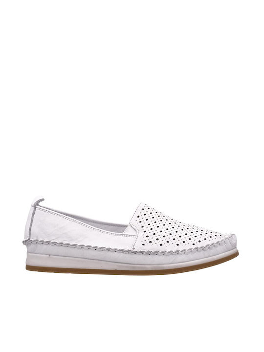 Safe Step Leather Women's Moccasins in White Color