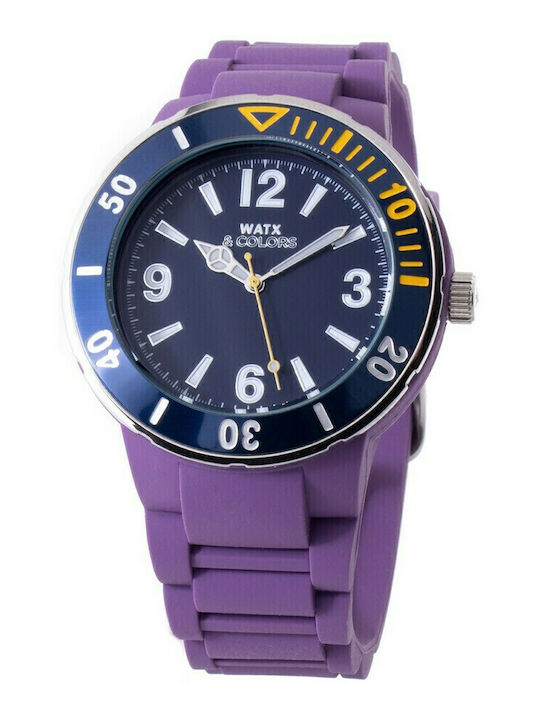 WATX & CO Ceas Barbati 45mm Cu Curea Violet Din Cauciuc