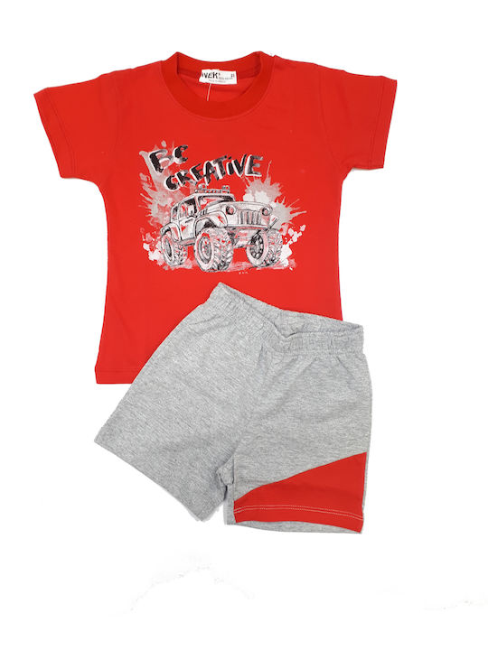 Nek Kids Wear Kids Set with Shorts Summer 2pcs Red