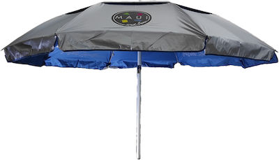 Maui & Sons Foldable Beach Umbrella Aluminum Diameter 1.90m with UV Protection and Air Vent Blue