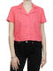 Only Women's Linen Monochrome Short Sleeve Shirt Calypso Coral