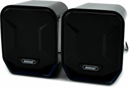 Andowl Q-YX17 Ηχεία Υπολογιστή 2.0 με RGB Φωτισμό και Ισχύ 3W Μαύρα