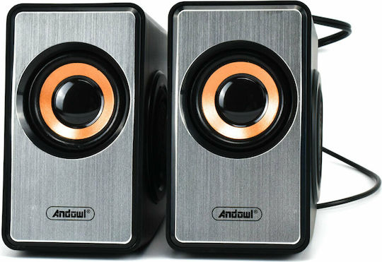 Andowl Q-YX16 Ηχεία Υπολογιστή 2.0 με Ισχύ 3W σε Ασημί Χρώμα