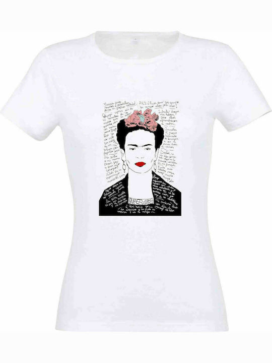 Stedman 17 Femeie Tricou cu imprimeu Frida Kahlo Alb Bumbac