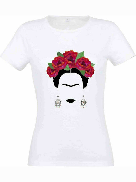 Stedman 25 Femeie Tricou cu imprimeu Frida Kahlo Alb Bumbac