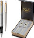 Parker Jotter Pen Set Ballpoint with Fountain Pen made of Steel Silver in a case (in a paper cassette)