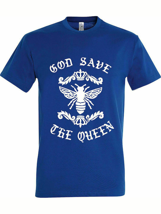 T-shirt Unisex " God Save The Queen Bee ", Royal Blue