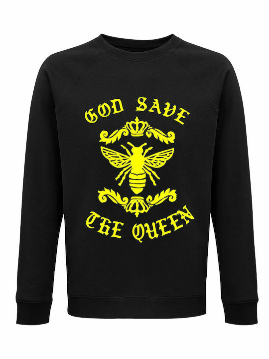 Hanorac unisex, ecologic " God Save The Queen Bee ", negru