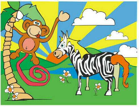 Wooden Kids Peg Puzzle Zebra & Monkey for 2+ Years 13pcs Anelixi
