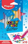 Maped Color'Peps Glitter Washable Glitter Drawing Markers Thin Set 10 Colors 847110