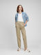 Women's High-waisted Fabric Trousers Brown