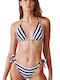 Set Bikini Triunghi Cu Dungi Albastru Marin