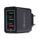 Kraft & Dele Charger Without Cable with 3 USB-A Ports Quick Charge 3.0 Blacks (KD-1236)