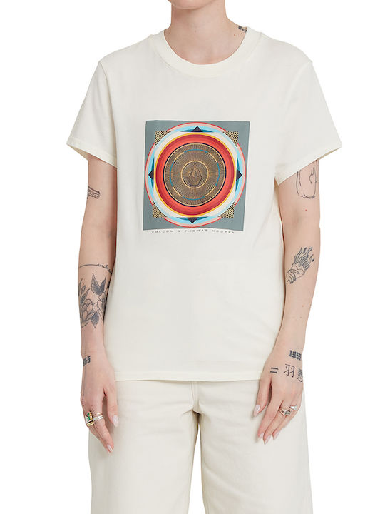 Volcom Thomas Hooper Γυναικείο T-shirt Μπεζ με Στάμπα