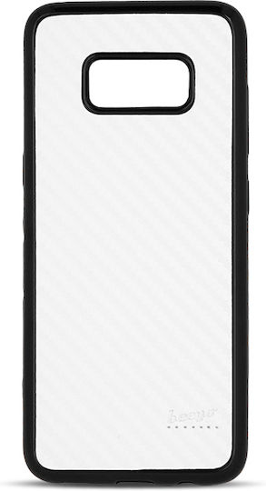 Beeyo Carbon Umschlag Rückseite Silikon Weiß (Galaxy A3 2017)