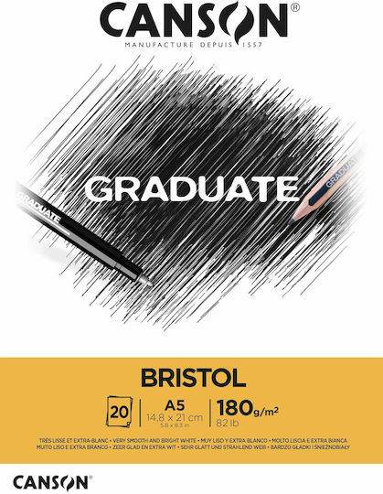 Canson Μπλοκ Σχεδίου Graduate Bristol Α5 14.8x21cm 20 Φύλλα
