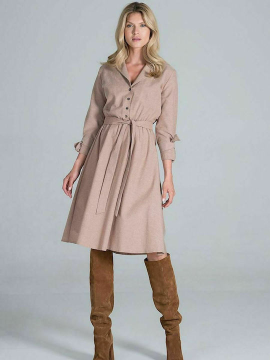 Figl Midi Shirt Dress Dress Beige