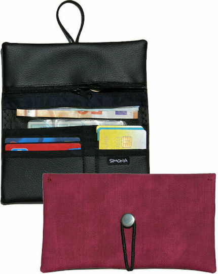 Simona Lederne Tabaktasche in Rot mit Schnur 16x10cm