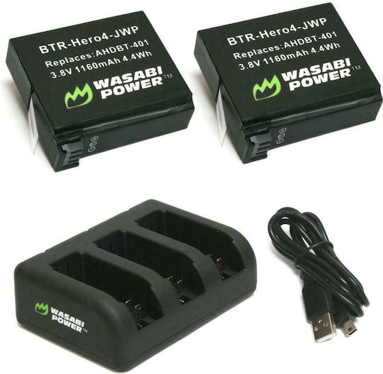 Wasabi Power Battery Kit Triple Charger για GoPro Hero 4