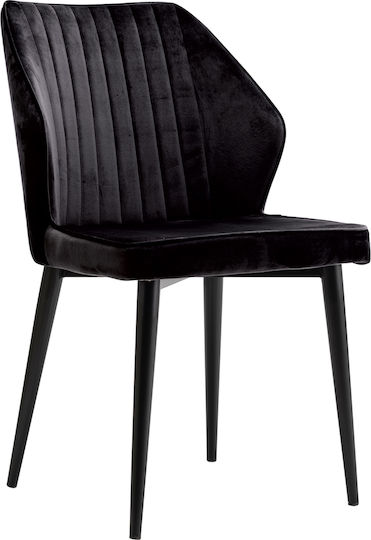 Rihanna Dining Room Velvet Chair Black 49x61x84cm