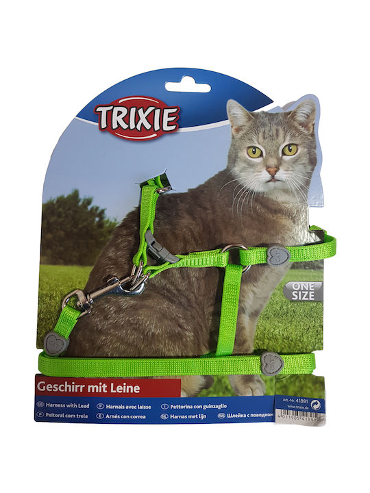 Trixie Cat Harness with Guide Green 26 - 37cm