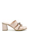 Nougat Nude Leather Mules with Chunky Low Heel Nougat Nude
