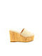 Sante Women's Suede Platform Wedge Sandals Beige