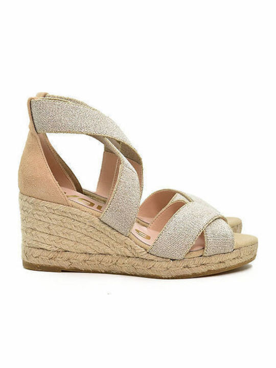 Kanna 22KV20053 Women's Leather Platform Espadrilles Beige