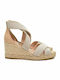 Women's Leather Platform Espadrilles Beige