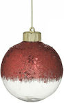 Set of 4 Large Red Ball Ornaments 10cm with Gli...