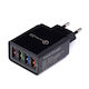 Kraft & Dele Charger Without Cable with 3 USB-A Ports Quick Charge 3.0 Blacks (KD-1239)