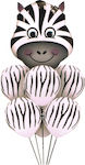 Set of 6 Balloons Multicolour Birthday-Celebration White - Black