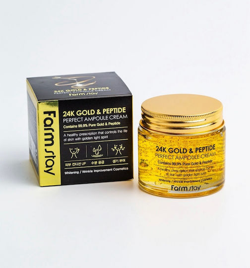 Farm Stay 24K Gold & Peptide Perfect Ampoule Крем Против Стареене За Лице С Колаген И Пептиди 80ml