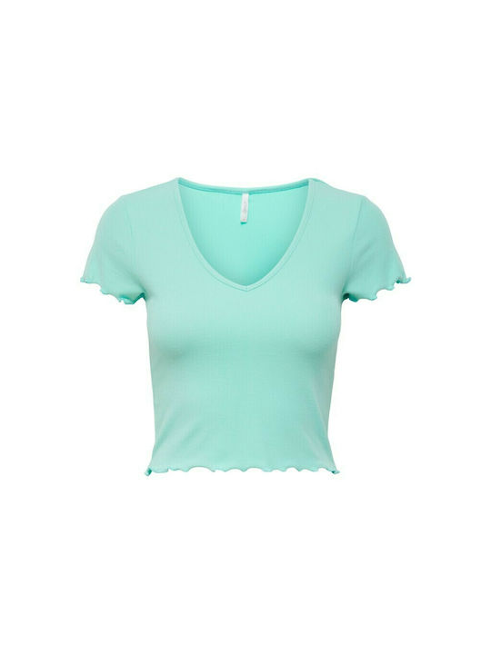 Only 15256816 Women's Summer Crop Top Short-sleeved with V Neckline Veraman 15256816