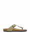 Plakton Leather Women's Flat Sandals Anatomic Olive