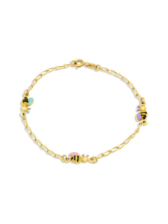 14K Gold children's bracelet with bees