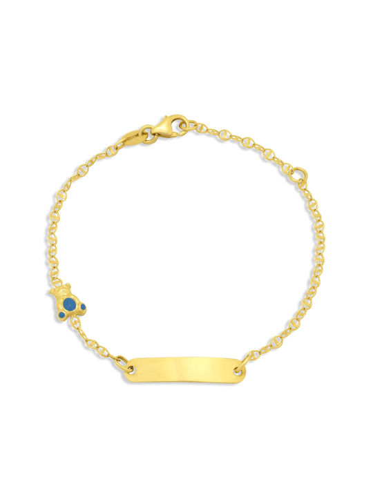 14K Gold children's bracelet with ID card and teddy bear