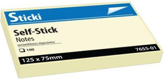 Sticki Αυτοκόλλητα Χαρτάκια Σημειώσεων 100 Φύλλων Κίτρινα 7.5x12.5cm