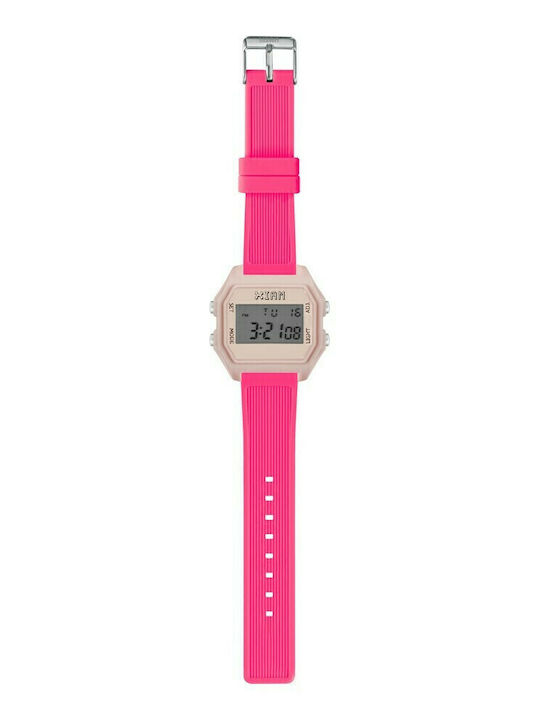 I AM Digital Women's Watch with Pink Rubber Strap