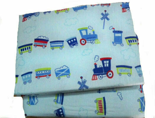 VS Home Single Set with Elastic Band Train Light Blue 120x200cm
