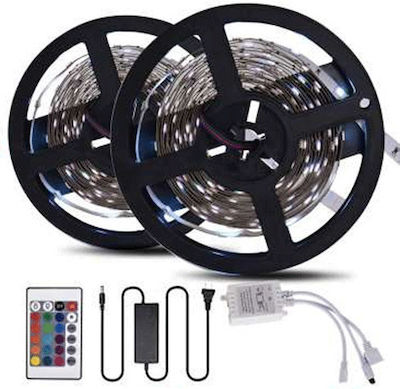 Atman Bandă LED Alimentare 12V RGB Lungime 5m și 54 LED-uri pe Metru Set cu Telecomandă și Alimentare SMD5050