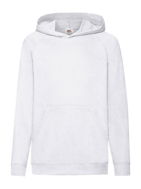 Fruit of the Loom Kids Sweatshirt with Hood and Pockets White