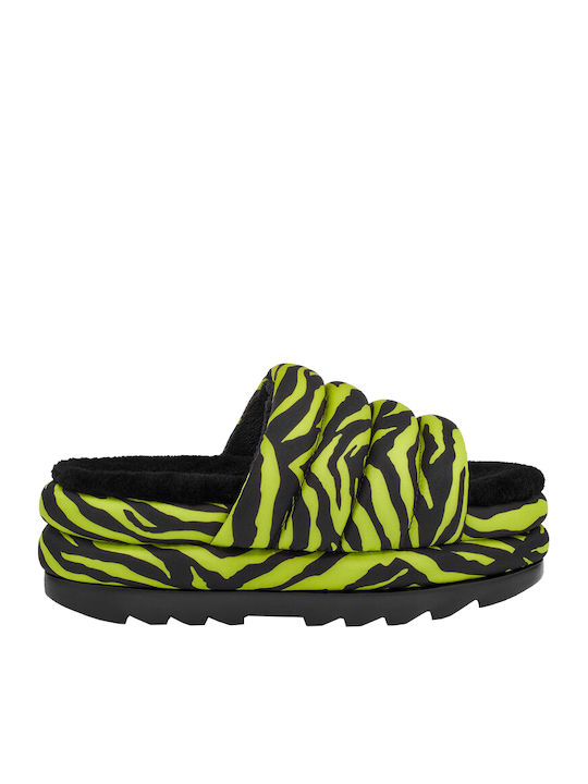 Puft Slide Tiger Print Leather Women's Flat Sandals Flatforms tiger