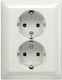 Abb Basic55 Διπλή Χωνευτή Πρίζα Ρεύματος Λευκή