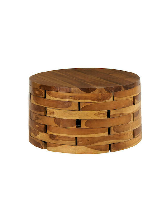 round coffee table made of solid teak natural color 70X70X40