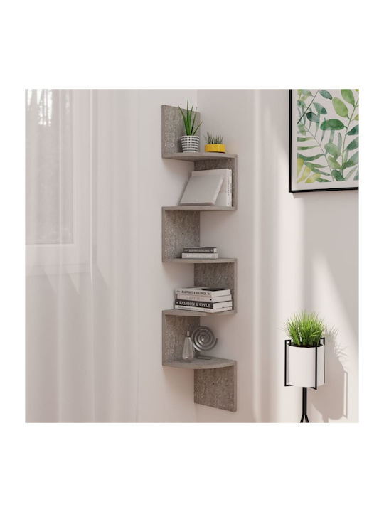 Eckregal Wand Grey Concrete 19x19x123cm