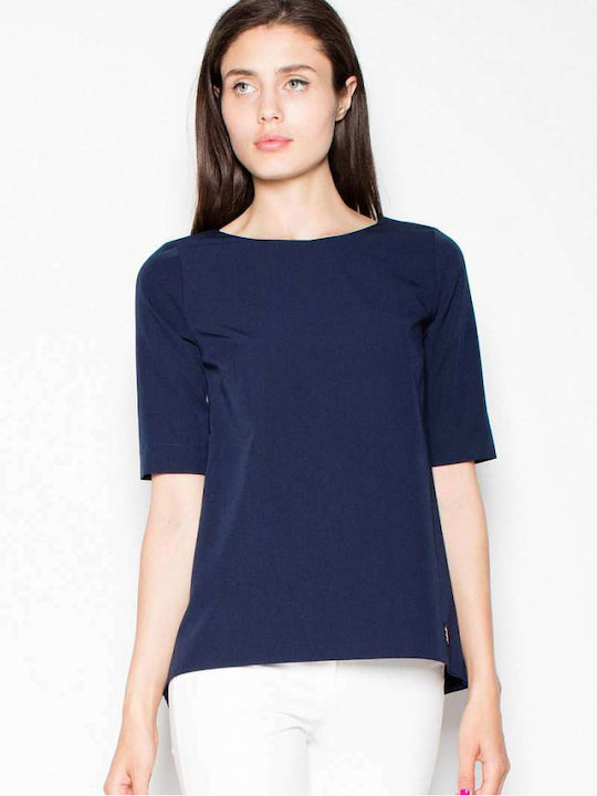 Venaton Women's Summer Blouse Short Sleeve Navy Blue