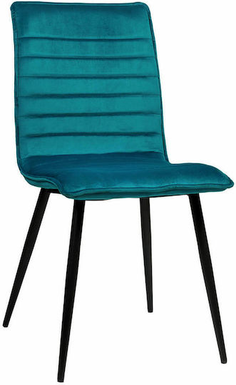 Roberta Καρέκλα Τραπεζαρίας Βελούδινη Πετρόλ 45x58x90εκ.