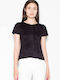 Venaton Short Sleeve Women's Summer Blouse Black